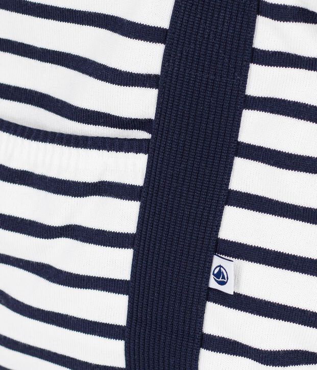 Sac de maternit&eacute; b&eacute;b&eacute; en coton &agrave; rayures blanc/bleu