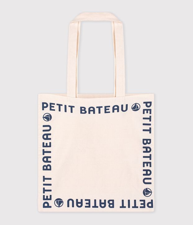 Tote bag en toile blanc/bleu