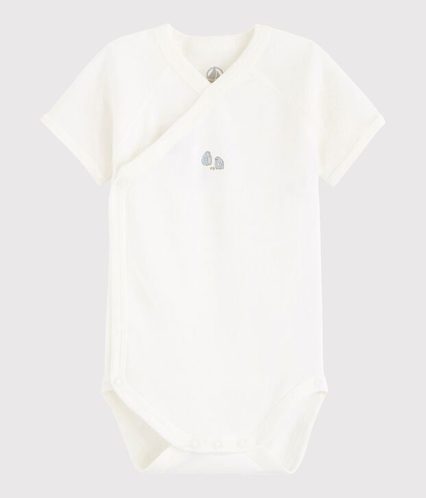 Body crois&eacute; manches courtes b&eacute;b&eacute; fille-gar&ccedil;on blanc