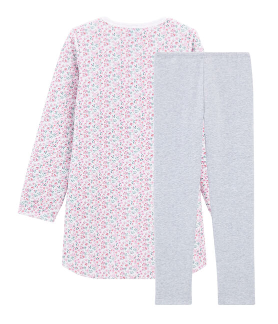 Velours meisjes nachthemd met legging wit MARSHMALLOW/wit MULTICO