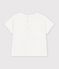 Katoenen effen T-shirt met korte mouwen en motiefje voor baby's wit