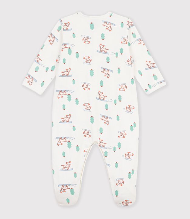 Fleece babypyjama met hondjesprint wit/multicouleur