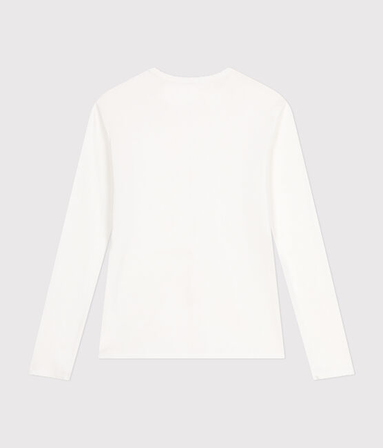 L'ICONIQUE, T-shirt voor dames met cocottesteek in katoen wit ECUME