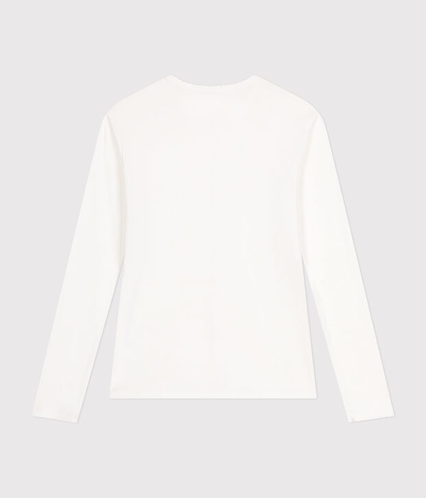 L'ICONIQUE, T-shirt voor dames met cocottesteek in katoen wit