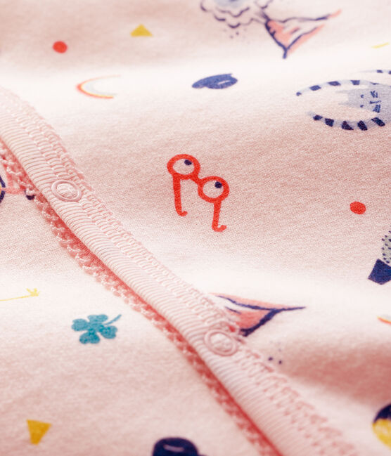 Dors-bien à imprimé animaux bébé fille en molleton rose FLEUR/blanc MULTICO