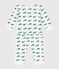 Katoenen babypyjama zonder drukknoopjes met walvisprint groen MARSHMALLOW/ DRAGONFLY