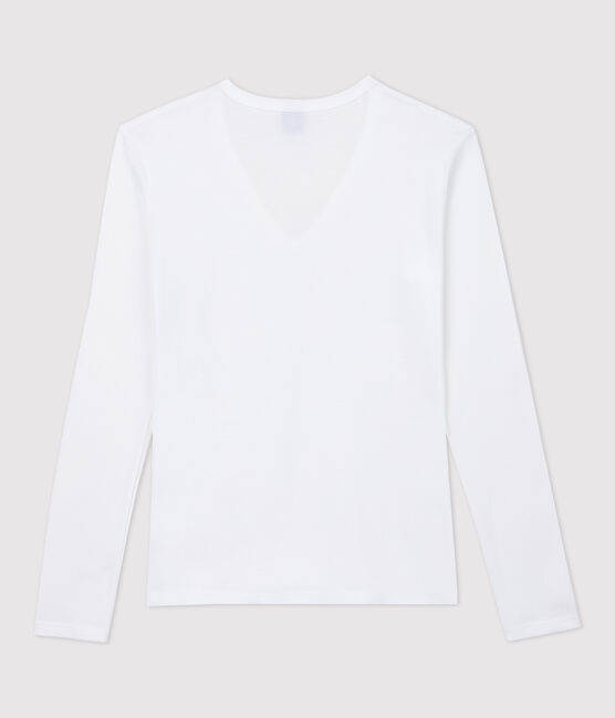 Iconisch katoenen Dames T-shirt met V-hals wit ECUME