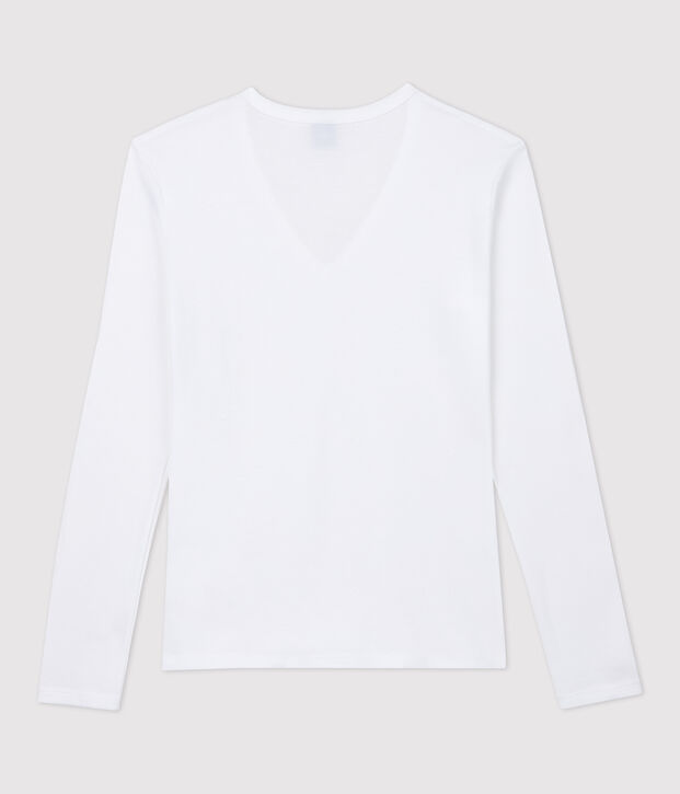 Iconisch katoenen Dames T-shirt met V-hals wit