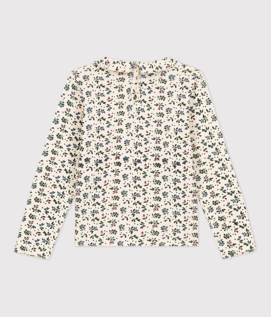 Fleurig T-shirt met lange mouwen uit katoen voor meisjes wit AVALANCHE/ MULTICO