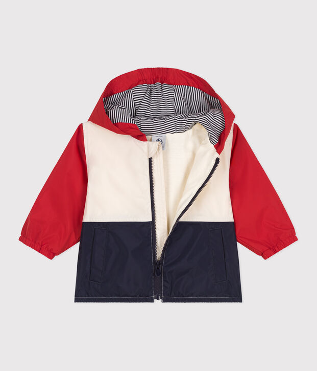 Windjack met colorblock en voering met tinneroy-streepje voor baby's rood/multicouleur