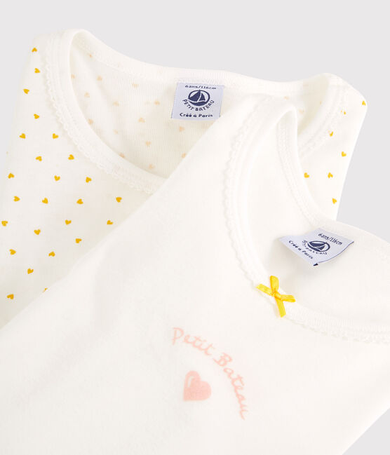 Set van 2 katoenen meisjes t-shirts met lange mouwen en hartjesprint variante 1