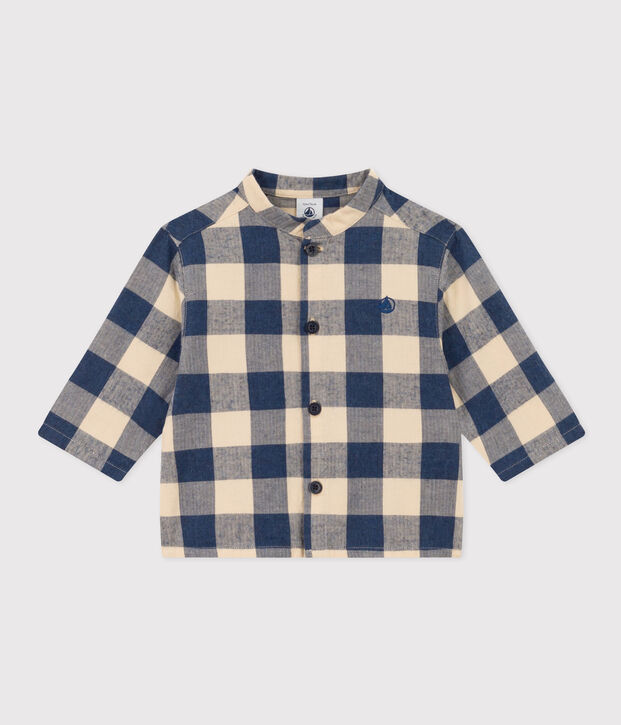 Chemise en flanelle &agrave; carreaux b&eacute;b&eacute; bleu/&eacute;cru
