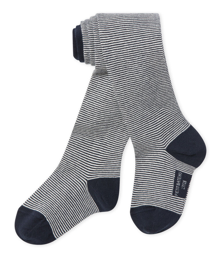 Collant enfant fille bleu SMOKING/blanc MARSHMALLOW