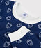 Pyjama jacquard yeti en laine et coton petit garçon bleu MEDIEVAL/blanc MARSHMALLOW