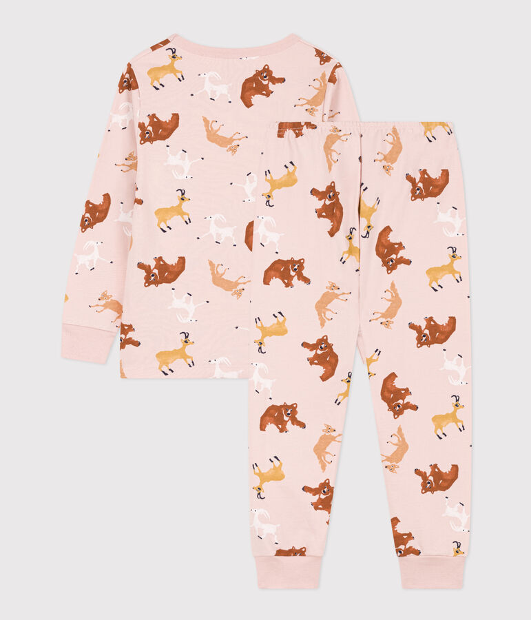 Molton pyjama met dierenprint voor kleine meisjes en jongens roze/multicouleur