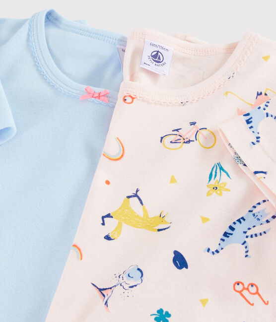 Set met 2 T-shirts korte mouwen meisjes met dieren en yoga variante 1