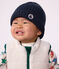 Bonnet b&eacute;b&eacute; en tricot doubl&eacute; en polaire bleu marine