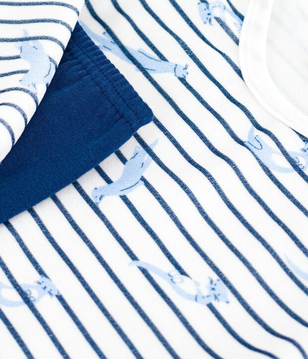 Pyjama  en velours wit/blauw/multicouleur