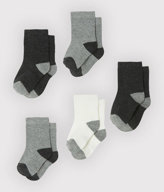 Lot de 5 paires de chaussettes essentielles bébé garçon gris CITY CHINE