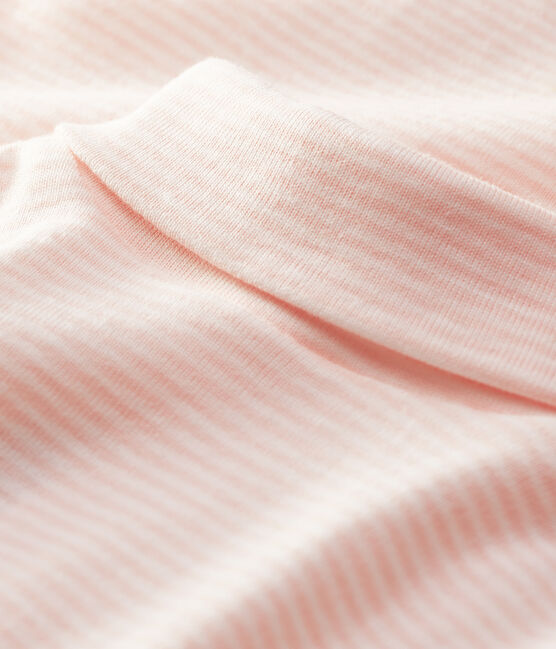 Body manches longues col roulé bébé rose MINOIS/blanc MARSHMALLOW