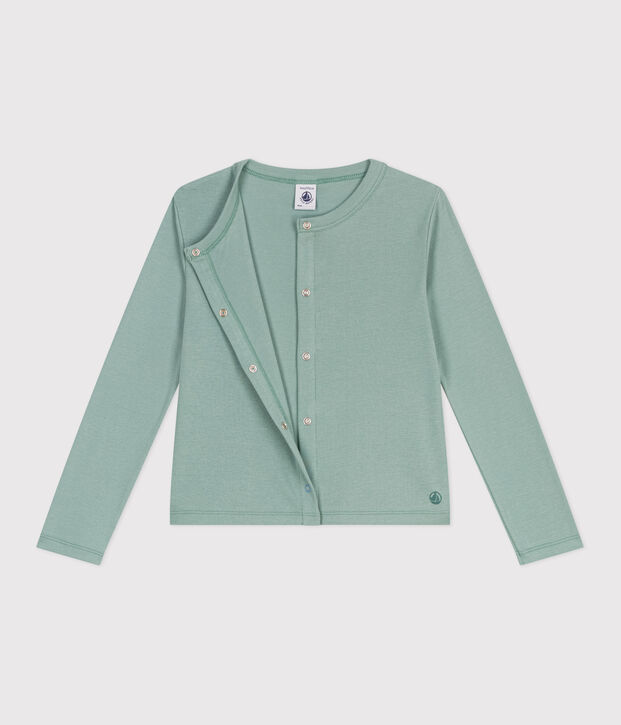 Cardigan enfant en coton uni vert