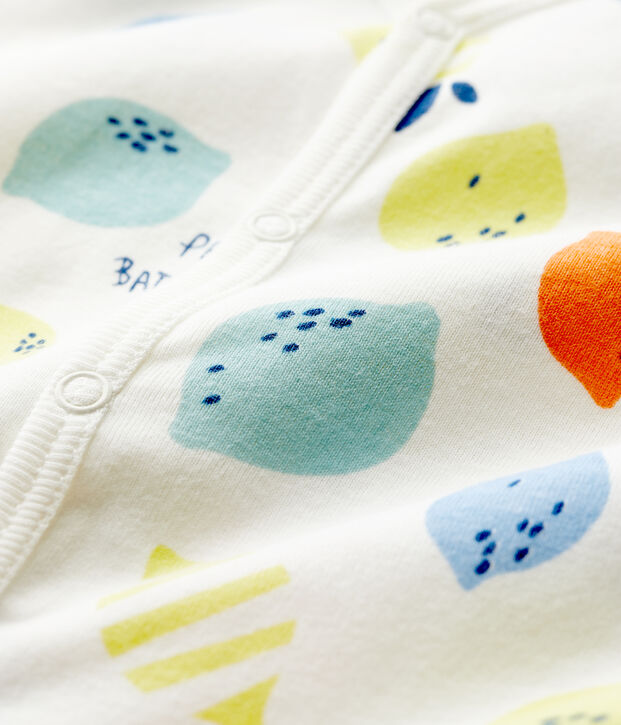 Dors-bien &agrave; pieds amovibles b&eacute;b&eacute; en coton biologique blanc/multicouleur