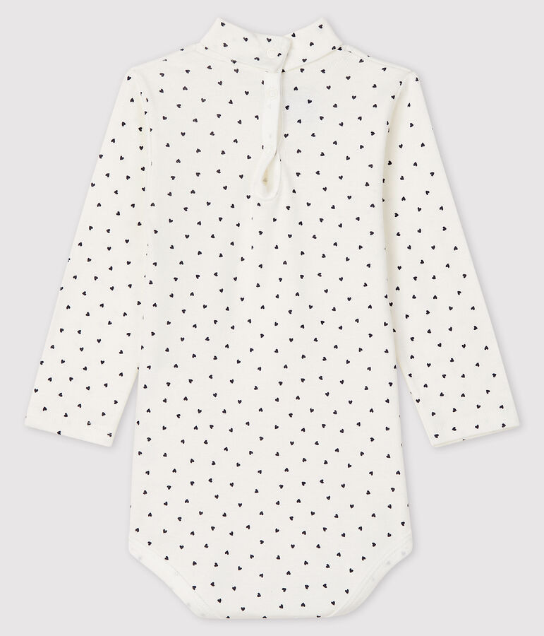 Babybody met lange mouwen en rolkraag wit/blauw