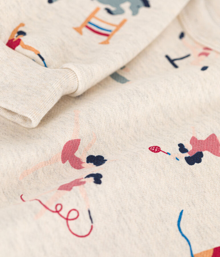 Sweater in fleece voor meisjes beige MONTELIMAR/wit MULTICO