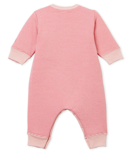 Dors bien sans pieds bébé garçon en tubique rose CHEEK/blanc MARSHMALLOW