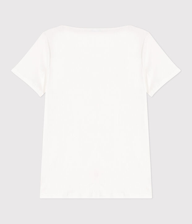 Iconisch dames-T-shirt met admiraalkraag van katoen wit