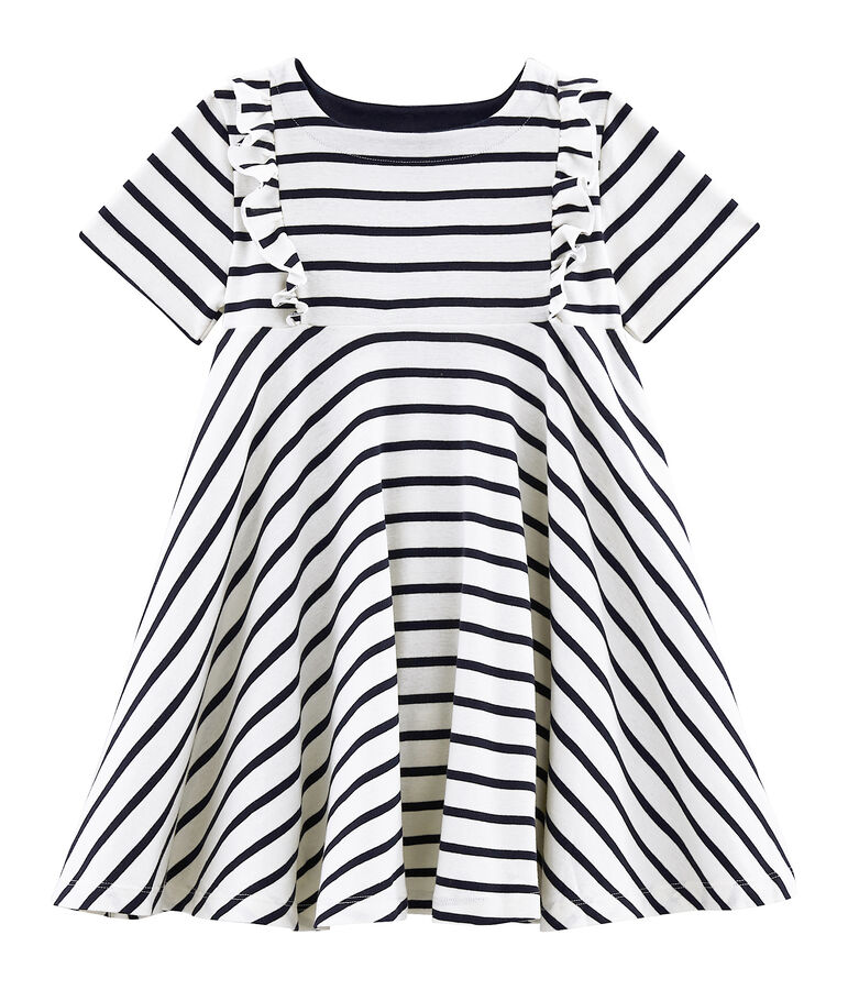 Robe enfant fille blanc/bleu