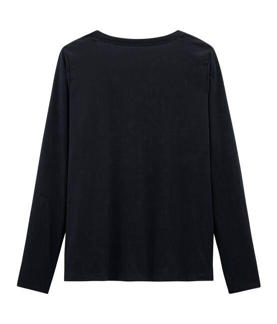 T-shirt met lange mouwen van katoen sea island vrouwen blauw MARINE