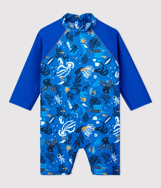 Combinaison anti-UV écoresponsable bébé garçon bleu SURF/blanc MULTICO