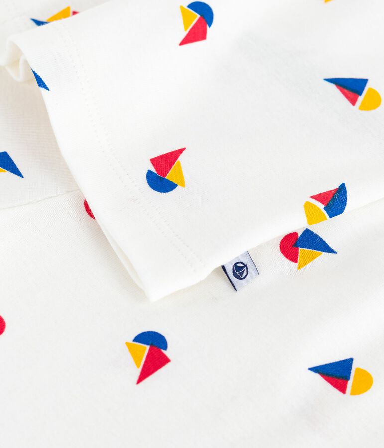 Pyjama boutonn&eacute; enfant en coton imprim&eacute; blanc/bleu/multicouleur