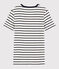 T-shirt col V iconique en coton rayé Femme blanc MARSHMALLOW/bleu SMOKING