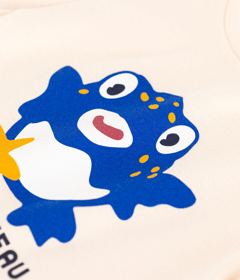 Tee-shirt imprim&eacute; en coton enfant fille &eacute;cru