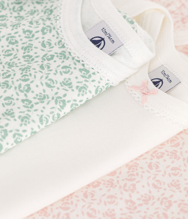 Lot de 3 bodies manches courtes en coton fleuri b&eacute;b&eacute; multicouleur