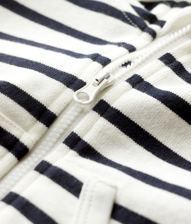 Sweatshirt &agrave; capuche en jersey b&eacute;b&eacute; gar&ccedil;on blanc/bleu