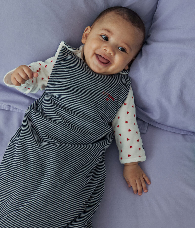 Fluwelen trappelzakje voor baby's - TOG 2,5 blauw SMOKING/wit MARSHMALLOW