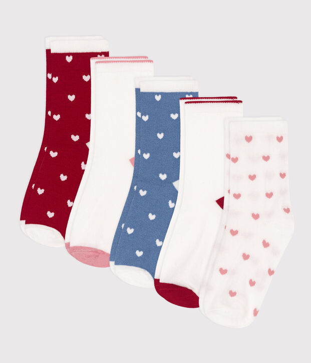 Set van 5 paar meisjessokken in katoen met hartjes multicouleur