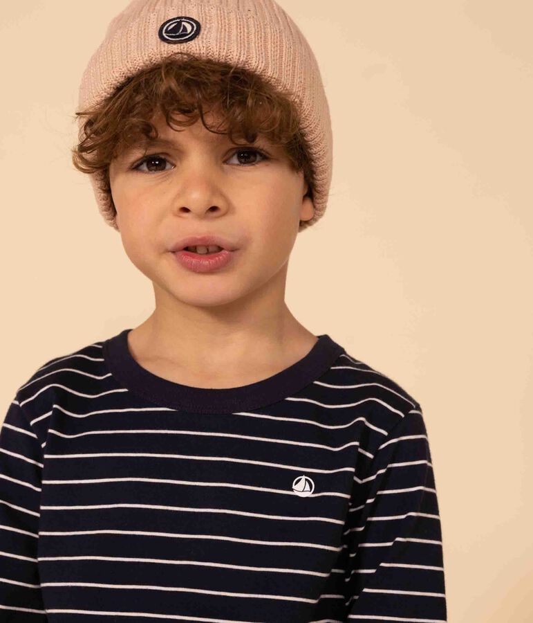 Jongens-T-shirt met lange mouwen blauw/wit