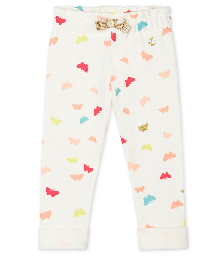 Pantalon b&eacute;b&eacute; fille imprim&eacute; blanc/multicouleur
