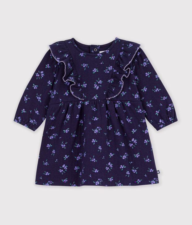 Katoenen babyjurkje met lange mouw en bloemenprint blauw/multicouleur