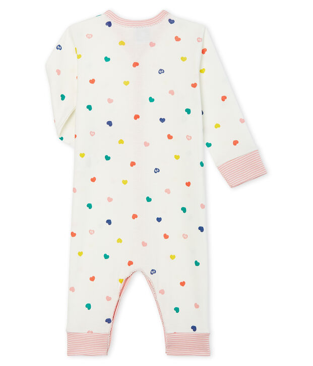 Slaappakje zonder voetjes van ribstof voor babymeisje wit/multicouleur