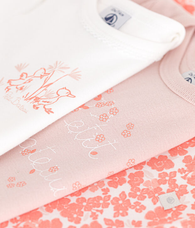 Set van 3 katoenen body's met korte mouwen voor baby's multicouleur