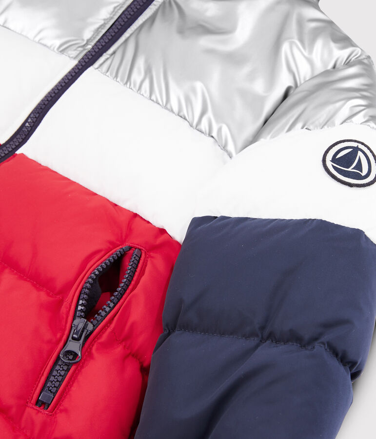 Donsjack kinderen jongens blauw/rood/wit