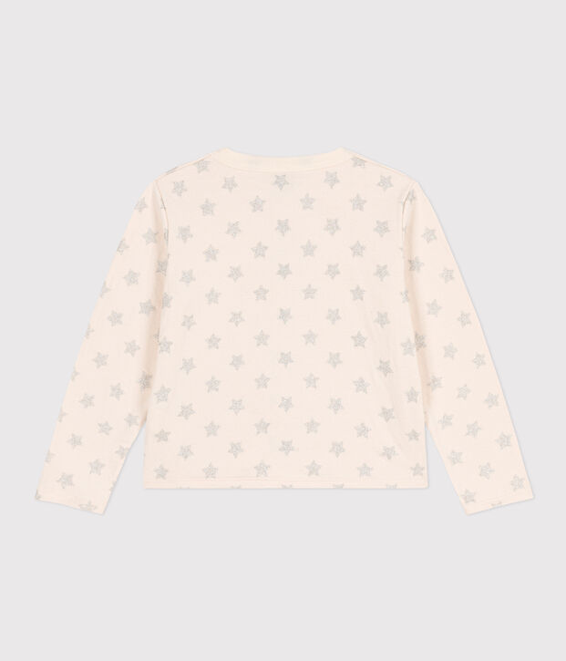 Cardigan in tubic met print voor kinderen ecru/grijs