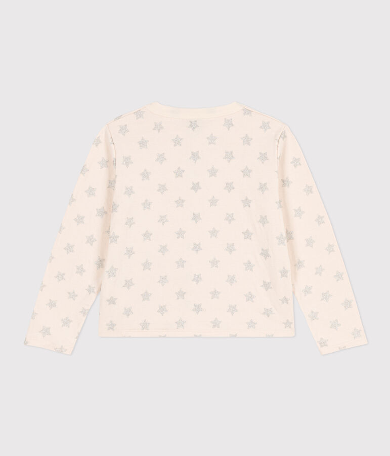 Cardigan in tubic met print voor kinderen ecru/grijs