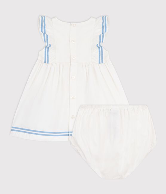 Robe bébé en coton sans manches unie et son bloomer blanc MARSHMALLOW
