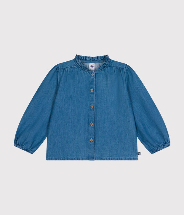 Spijkerbloesje met lange mouwen voor kinderen blauw